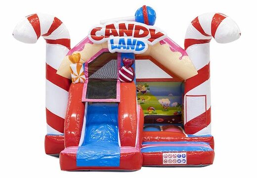 Slide combo opblaasbaar springkussen met glijbaan in candy thema kopen voor kinderen