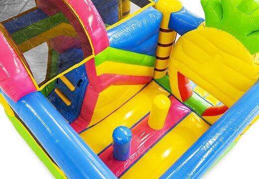 Nadmuchiwana poduszka powietrzna ze zjeżdżalnią w wesołych kolorach i motywem hawajskim na sprzedaż dla dzieci