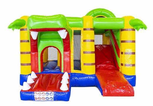 Nadmuchiwany bramkarz z motywem krokodyla ze zjeżdżalnią na sprzedaż dla dzieci