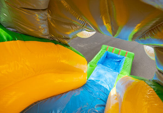 Nadmuchiwany duży bramkarz z motywem dżungli ze zjeżdżalnią dla dzieci na sprzedaż