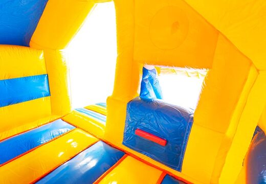 Sprzedam nadmuchiwany dmuchany zamek ze zjeżdżalnią z przodu w kolorze żółtym z motywem gumowej kaczki