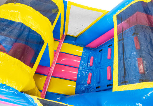 Zamów 13 metrowy nadmuchiwany tor przeszkód z motywem Flamingo dla dzieci. Kup nadmuchiwane tory przeszkód online już teraz w JB Dmuchańce Polska