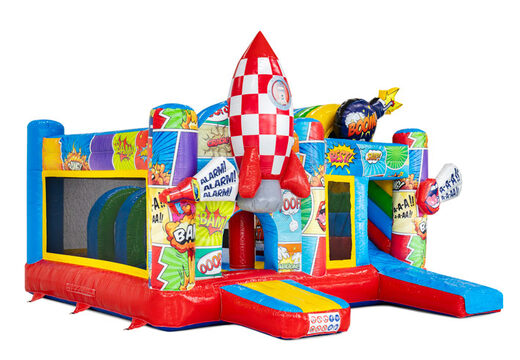 Czerwony niebieski żółty rakieta bomba temat komiksowy multiplay