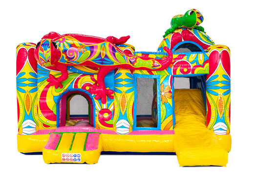 Temat w stylu Ibizy z dwoma salamandrami na dmuchanym zamku Multiplay