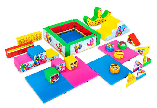 Zestaw XXL Softplay w temacie Flamingo Hawaii z kolorowymi klockami do zabawy