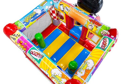 Kup zamek dmuchany Midi Bounce z projektem komiksowym, idealny dla wynajmujących