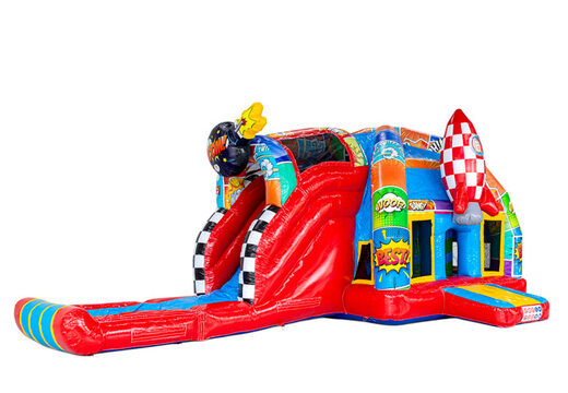 Komiksy przedstawione na poduszce powietrznej - Zamek dmuchany A-frame Super Comic dostępny w JB Inflatables